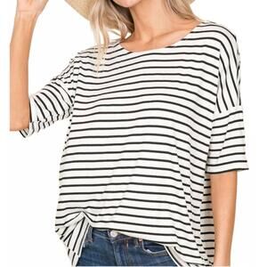 NEW BOMBOM françois oversize t-shirt in black & white stripes
